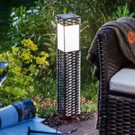 Lampy ogrodowe - Esotec Solarna lampa stojąca LED Rattan, uniwersalna biel - miniaturka - grafika 1