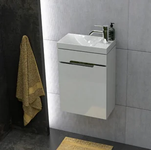 Oristo Zestaw meblowy SILVER UNI szafka z umywalką 40 cm, biały połysk - OR33-ZD1D-40-1-C - Szafki łazienkowe - miniaturka - grafika 2