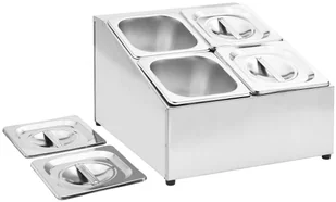 vidaXL Ekspozytor z 4 pojemnikami GN 1/6, stal nierdzewna vidaXL - Pojemniki i kosze gastronomiczne - miniaturka - grafika 14