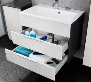 Fackelmann Szafka łazienkowa ze szklaną umywalką i podświetleniem KARA 80 cm4008033862950(80950/ 86295/ 86300) - Szafki łazienkowe - miniaturka - grafika 2