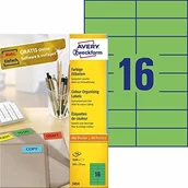 Etykiety samoprzylepne i bloki etykiet - Avery Zweckform Zweckform 3454 zielone etykiety (1600 naklejek, 105 x 37 mm na A4, trwale przylegające, kolorowe etykiety samoprzylepne, papier matowy, nadające się do zadrukowania), 100 arkuszy 3454 - miniaturka - grafika 1