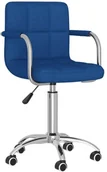 Krzesła - vidaXL Lumarko Obrotowe krzesło stołowe, niebieskie, tapicerowane tkaniną 3087973 - miniaturka - grafika 1