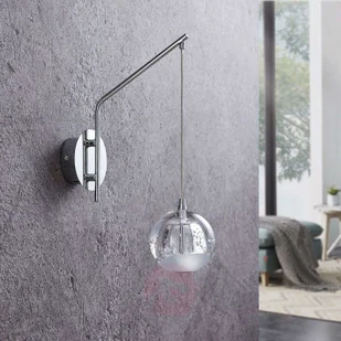 Lampenwelt com Kinkiet LED Hayley z wiszącą kulą, chrom - Lampy ścienne - miniaturka - grafika 2