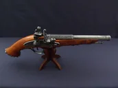 Repliki - broń - Denix SA REPLIKA PIRACKI PISTOLET SKAŁKOWY NA STOJAKU MODEL 1103G+800 1103G+800 - miniaturka - grafika 1