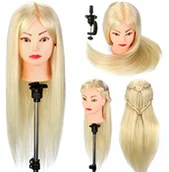 Główki treningowe - Calissimo Główka treningowa Iza 80cm blond, włos termiczny+ uchwyt, fryzjerska do czesania, głowa do ćwiczeń ILSA(IZA)-BLOND-80CM - miniaturka - grafika 1