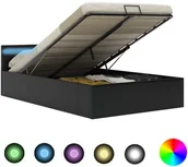 Łóżka - vidaXL Rama łóżka z podnośnikiem i LED, czarna, ekoskóra, 120 x 200 cm - miniaturka - grafika 1