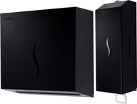 Dozowniki papieru i mydła dla firm - Faneco Zestaw podajnik ręczników papierowych i dozownik mydła w płynie HIT stal czarna - miniaturka - grafika 1