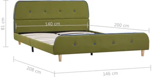 vidaXL Rama łóżka, zielona, tapicerowana tkaniną, 140 x 200 cm - Łóżka - miniaturka - grafika 6