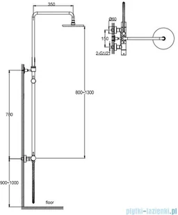 KOHLMAN Axel zestaw prysznicowy natynkowy z bateria termostatyczną chrom QW273A | - Baterie umywalkowe - miniaturka - grafika 2