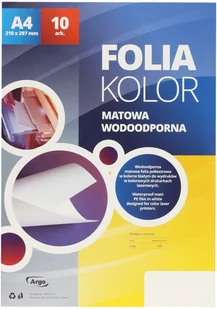 Argo Folia do drukarek laserowych kolorowych LX A4 opk 10 arkuszy Wodoodporna Matowa - Folie do drukarek - miniaturka - grafika 2