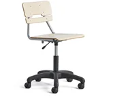 Meble do szkół i przedszkoli - AJ Produkty Krzesło LEGERE z regulacją wysokości, duże siedzisko, na kółkach, H 430-550 mm, brzoza - miniaturka - grafika 1