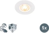 Oprawy, klosze i abażury - QAZQA Zestaw 5 wpuszczanych spotów białych 3 stopnie ściemnianych - Ulo - miniaturka - grafika 1