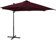 Parasole ogrodowe - vidaXL Parasol wiszący ze słupkiem i oświetleniem LED, bordowy, 300 cm 312334 - miniaturka - grafika 1