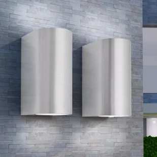 vidaXL Lampy ścienne zewnętrzne 2 szt., stal nierdzewna, okrągłe góra/dół - Lampy ścienne - miniaturka - grafika 2