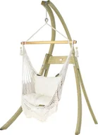 Fotele ogrodowe wiszące - Koala Zestaw hamakowy fotel AHC-8 LUX ze stojakiem drewnianym Atlas ecru AHC-8-LUX-AT AHC-8-LUX-AT - miniaturka - grafika 1
