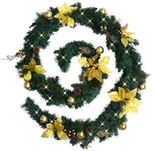 vidaXL Świąteczna girlanda z lampkami LED zielona 2,7 m PVC 320971 - Ozdoby bożonarodzeniowe - miniaturka - grafika 3