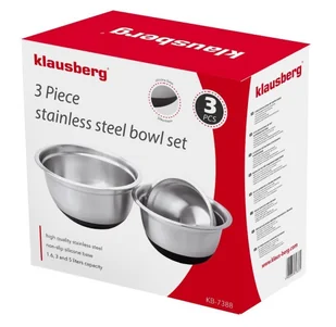 KLAUSBERG ZESTAW 3 MISEK STALOWYCH Z PODSTAWĄ SILIKONOWĄ KLAUSBERG KB-7388 KB-7388 - Miski i półmiski - miniaturka - grafika 3