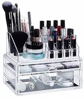 Kosmetyczki, organizery i kuferki - Relaxdays Relaxdays, Przezroczysty organizer do makijażu z 2 szufladami, do przechowywania kosmetyków do makijażu, szminek akrylowych, standardowy 10024647_50 - miniaturka - grafika 1