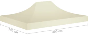VidaXL Dach do namiotu imprezowego, 4 x 3 m, kremowy, 270 g/m - Pawilony ogrodowe - miniaturka - grafika 7