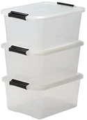 Pudła i pojemniki do przechowywania - Iris 3-częściowy zestaw pudełek z tworzywa sztucznego z pokrywką, transparentny 140064 - miniaturka - grafika 1