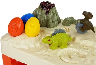 Import LEANToys Stolik Ciastolina Dinozaury Jajka Foremka Wulkan ze Świecącą Lawą 4 Kolory LT-8525-0 - Masy plastyczne - miniaturka - grafika 3