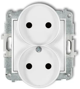 Karlik Gniazdo podwójne bez uziemienia MINI biały MGPR-2p - Gniazdka elektryczne - miniaturka - grafika 2
