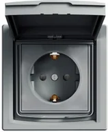 Gniazdka elektryczne - Schneider Asfora gniazdo hermetyczne Schuko podtynkowe pojedyncze z przesłonami IP44 stalowe EPH3100362 - miniaturka - grafika 1