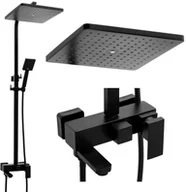 Baterie wannowe i prysznicowe - Yoka Bateria prysznicowa wannowa kran z deszczownicą 30 cm - Yoka BP.CUBE 30 BLK - miniaturka - grafika 1