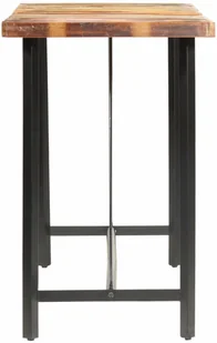 vidaXL 9-cz. zestaw mebli barowych, drewno z odzysku, skóra i płótno - Stoły z krzesłami - miniaturka - grafika 4