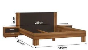Lectus Rama łóżka + 2 szafki nocne Mesyna, brązowe - Łóżka - miniaturka - grafika 4