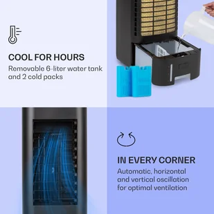 Klarstein IceWind Max, chłodnica powietrza 3 w 1, 330 m/h, 60 W, oscylacja, 6 l, timer, pilot zdalnego sterowania ACO6-IcewindMax B - Klimatory - miniaturka - grafika 12