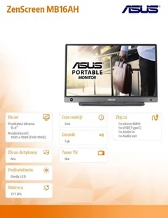 Asus 15.6 cala ZenScreen MB16AH MB16AH - Monitory Asus 15.6 cala ZenScreen MB16AH MB16AH - Monitory - miniaturka - grafika 6