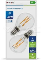 Żarówki LED - V-TAC Żarówka LED 4W Cross Filament E14 P45 Kulka Przezroczysta (Blister 2szt) VT-2184 2700K 400lm - miniaturka - grafika 1
