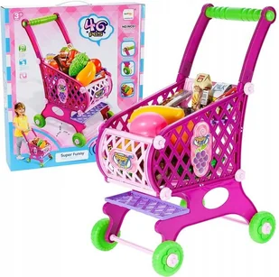 Wózek Sklepowy Na Zakupy Z Produktami Różowy - Zabawy w naśladowanie dorosłych - miniaturka - grafika 6