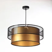 Lampy sufitowe - Koncept BPSKONCEPT Lampa wisząca tkanina pcv czarny złoty Melisa 061-064-40CM BPS - miniaturka - grafika 1
