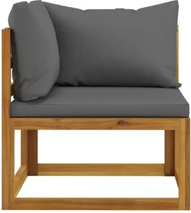 VidaXL Moduł sofy narożnej z ciemnoszarą poduszką, drewno akacjowe 311860 - Sofy ogrodowe - miniaturka - grafika 4