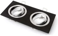 Oprawy, klosze i abażury - KOLORENO OPRAWA HALOGENOWA LED ALMI CZARNY SZCZOTKOWANY KWADRAT RUCHOMA ALUMINIUM PODWÓJNA OS_ALMI-2X_CZ - miniaturka - grafika 1