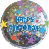 Balony i akcesoria - Amscan Balon foliowy srebrny Happy Birthday 45 cm 1350001 - miniaturka - grafika 1