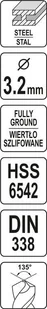 Yato WIERTŁO DO METALU DWUSTRONNE 3,2MM YT-40011 - Wiertła - miniaturka - grafika 5