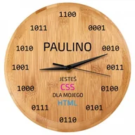 Zegary - Murrano Zegar Ścienny Bambusowy Z Nadrukiem Prezent HTML ZGR-UV-009 - miniaturka - grafika 1