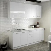 Szafki kuchenne - BLACK & WHITE STYLE Zestaw mebli kuchennych Miami 6 el. 200 cm kolor biały - miniaturka - grafika 1