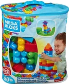 Klocki - Fisher Price Mega Bloks Klocki 60 Elementów Torba Niebieska Klocki Dla Małych Dzieci DCH55 DCH55 - miniaturka - grafika 1