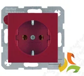 Gniazdka elektryczne - Hager BERKER B.KWADRAT Gniazdo z uziemieniem SCHUKO (zaciski śrubowe) czerwony połysk 41438912 41438912/HAG - miniaturka - grafika 1