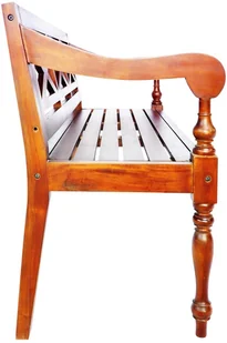 vidaXL Ławka Batavia, lity mahoń, 136 x 50 x 82 cm, ciemnobrązowa - Ławki ogrodowe - miniaturka - grafika 5