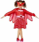 Stroje karnawałowe - amscan amscan 9908862 Dziewczęce Dziecko PJ Maski Owlette Fancy Dress Kostium (Wiek: 6-8 lat), Czerwony 9908862 - miniaturka - grafika 1