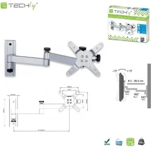 Techly Techly Uchwyt cienny LCD/LED 13-30cali 15kg regulowany srebrny AJTEYM000301481 - Uchwyty do monitorów - miniaturka - grafika 2