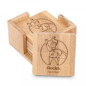 Pozostałe akcesoria barmańskie - Murrano Podkładki bambusowe pod piwo kawę zestaw x6 grawer super brat dla b PDK-BMB-031 - miniaturka - grafika 1