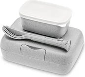 Lunch boxy - Koziol Pojemniki na lunch Candy Ready Organic szare ze sztućcami 3 el. 3272670 - miniaturka - grafika 1