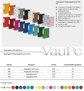 Vaupe segregator A4/50 okuty pomarańczowy 062/16 - Segregatory - miniaturka - grafika 2