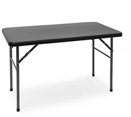 Stoły ogrodowe - Relaxdays Bastian składany stół do ogrodu, balkonu, tarasu, metalowa podstawa, stylizowany na rattan, służy jako stół pomocniczy lub campingowy, czarny 10020057_429 - miniaturka - grafika 1